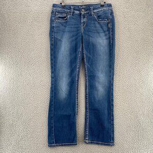 Silver Jeans Womens 29 Lola 17" Blue Medium Wash Denim Bootcut Contrast Stitch